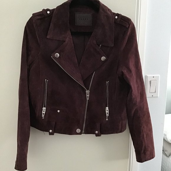 Blank NYC Suede Biker Jacket - Deep Burgundy - Picture 1 of 12